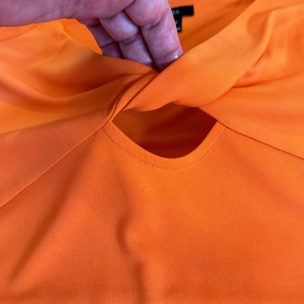 Orange short sleeve decorative top - M